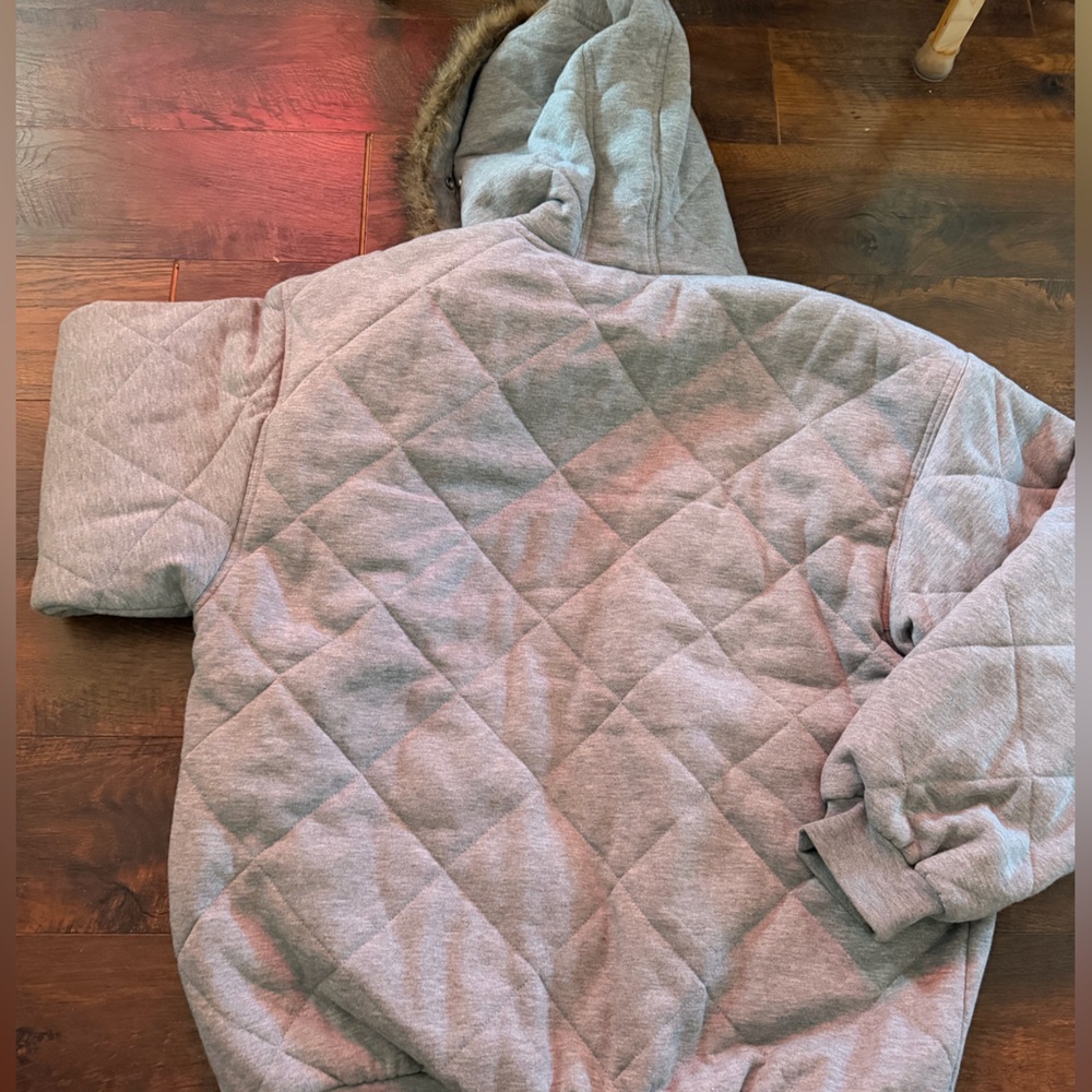 TRUST Gray Heavyweight Jacket with Faux Fur Hood - Picture 3 of 4